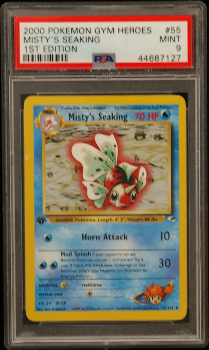 Misty's Seaking 1st Edition, Gym Heroes, PSA 9