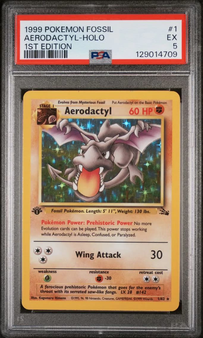 Aerodactyl-Holo 1st Edition, Fossil, PSA 5