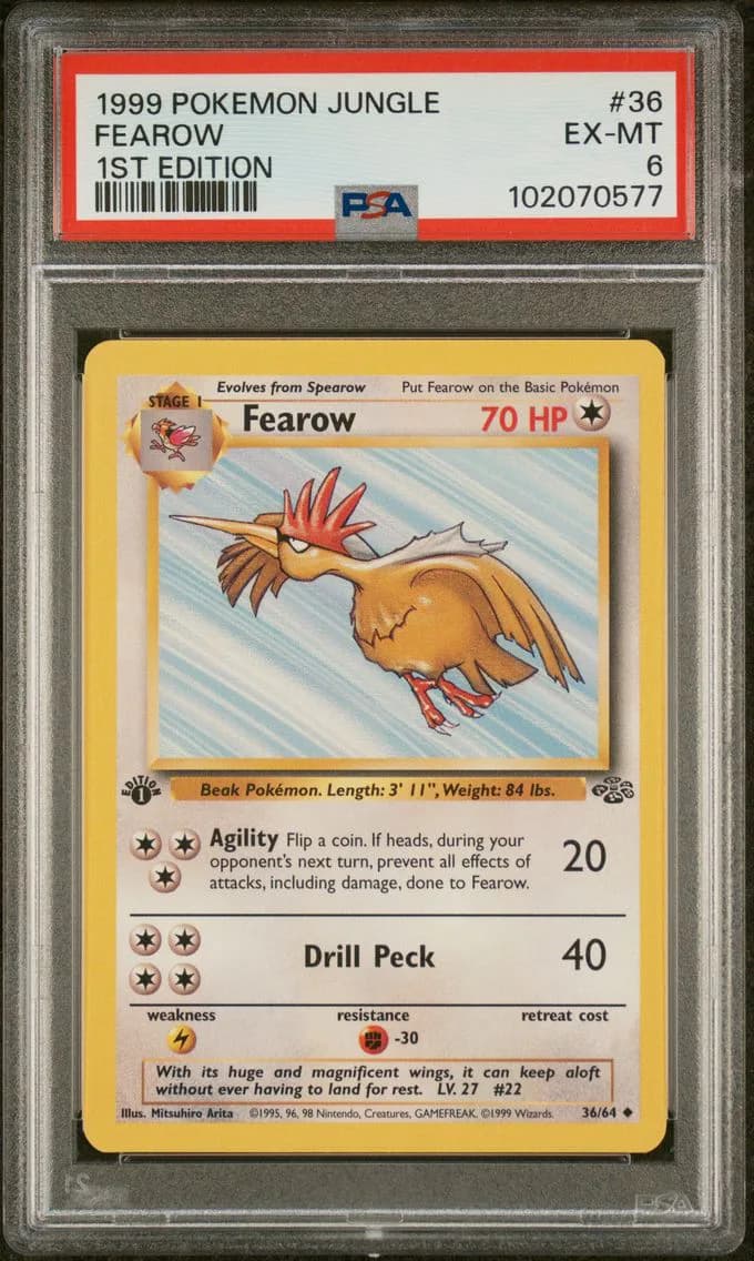 Fearow 1st Edition, Jungle, PSA 6