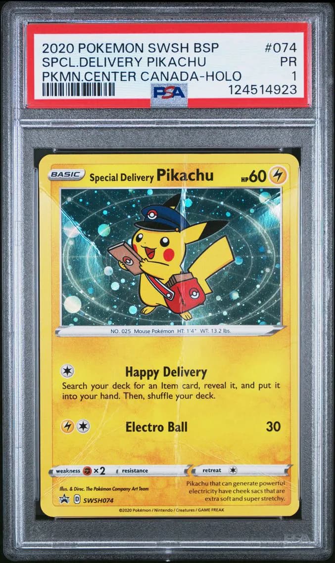 Special Delivery Pikachu-Holo, Swsh Black Star Promo, PSA 1