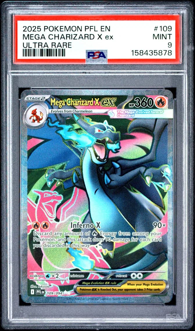 MEGA CHARIZARD X ex, Phantasmal Flames, PSA 9