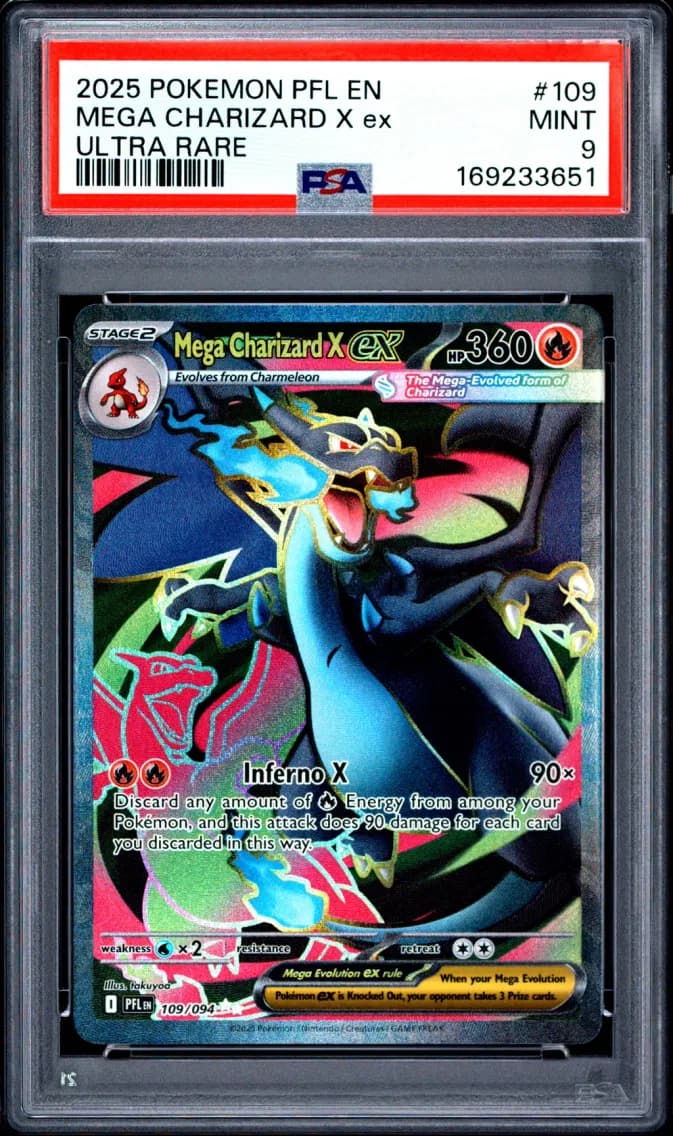 Mega Charizard X EX, Phantasmal Flames, PSA 9