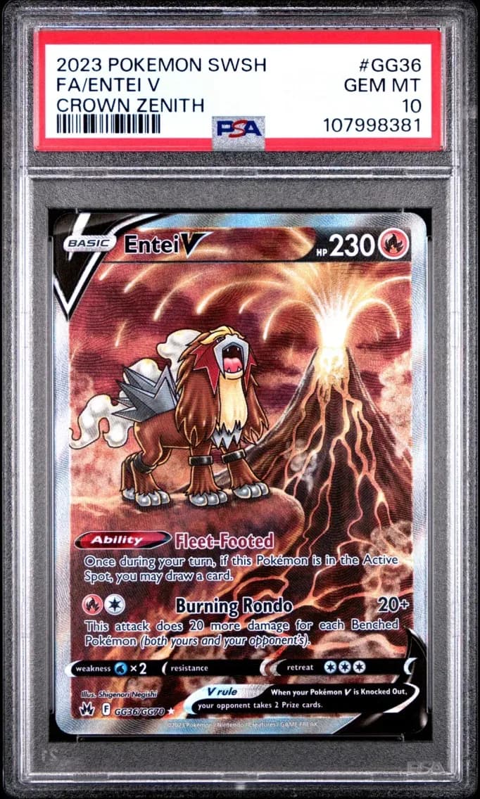 Entei V, Sword and Shield Crown Zenith, PSA 10