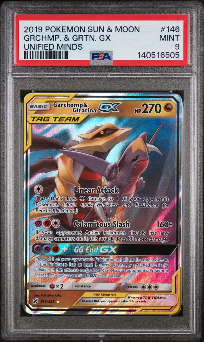 Garchomp & Giratina GX, Sun & Moon Unified Minds, PSA 9