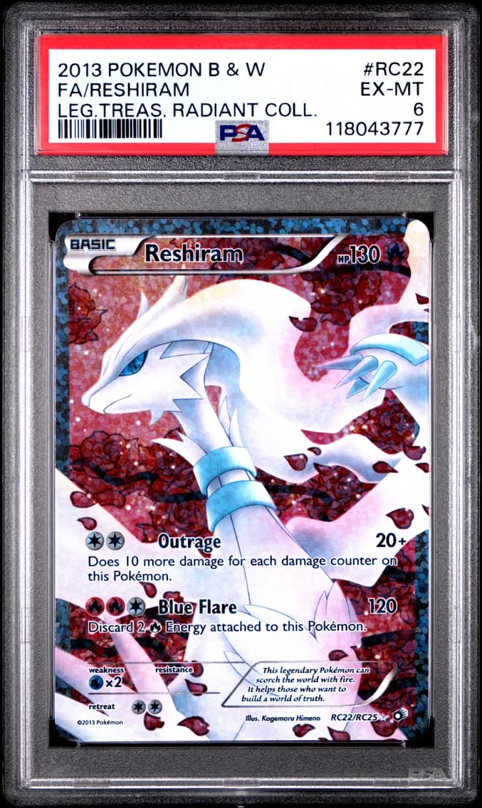 Reshiram, Black & White Legendary Treasures Radiant Collection, PSA 6