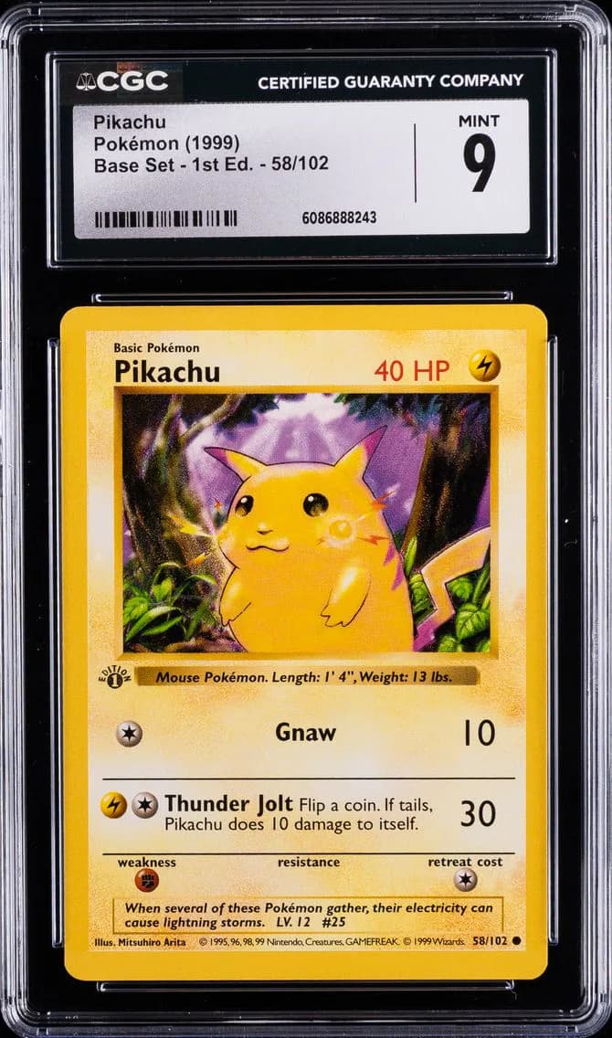 Pikachu, Base Set - 1st Edition, CGC 9