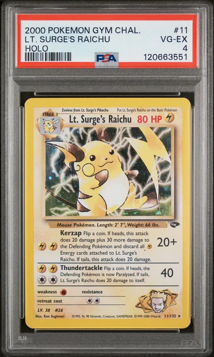 LT. Surge's Raichu, Gym Challenge, PSA 4