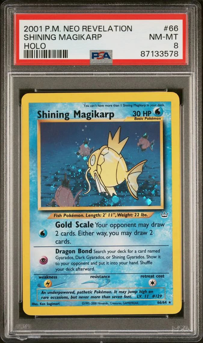 Shining Magikarp-Holo, Neo Revelation, PSA 8
