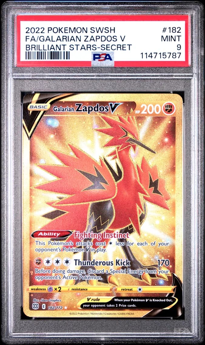 Galarian Zapdos V, Sword & Shield Brilliant Stars, PSA 9
