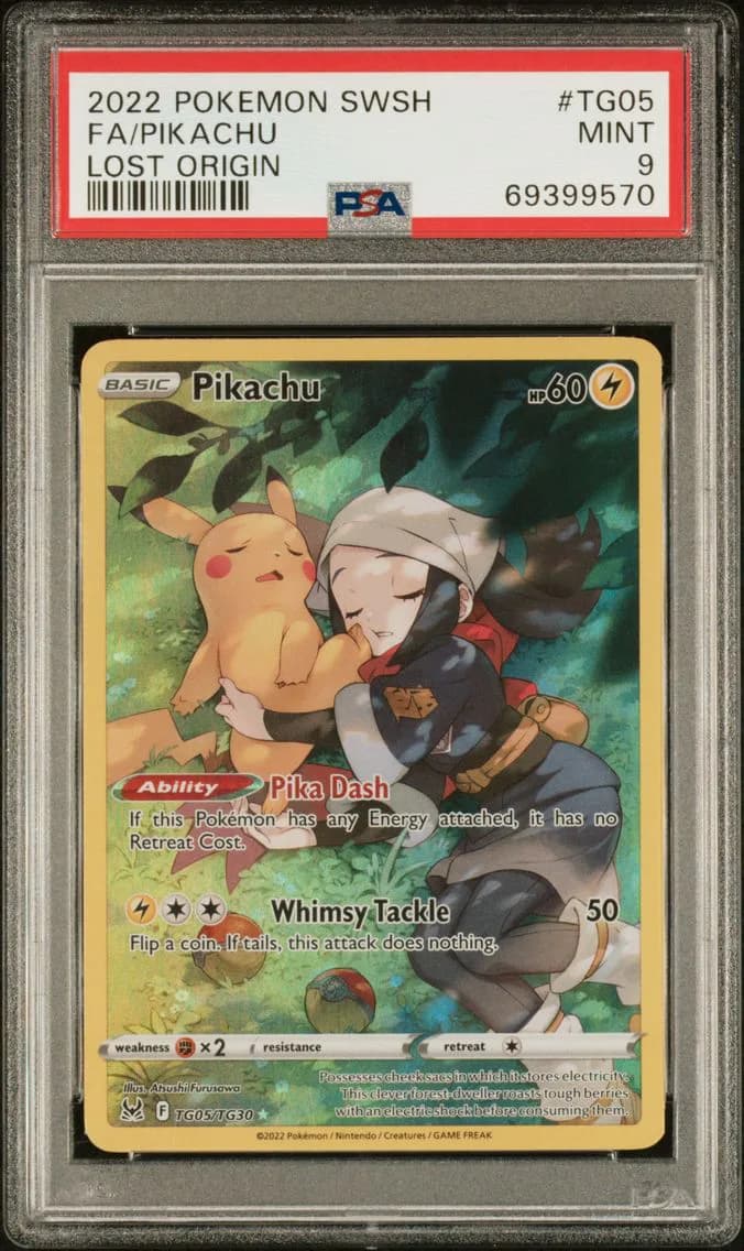 Pikachu, Sword & Shield Lost Origin, PSA 9