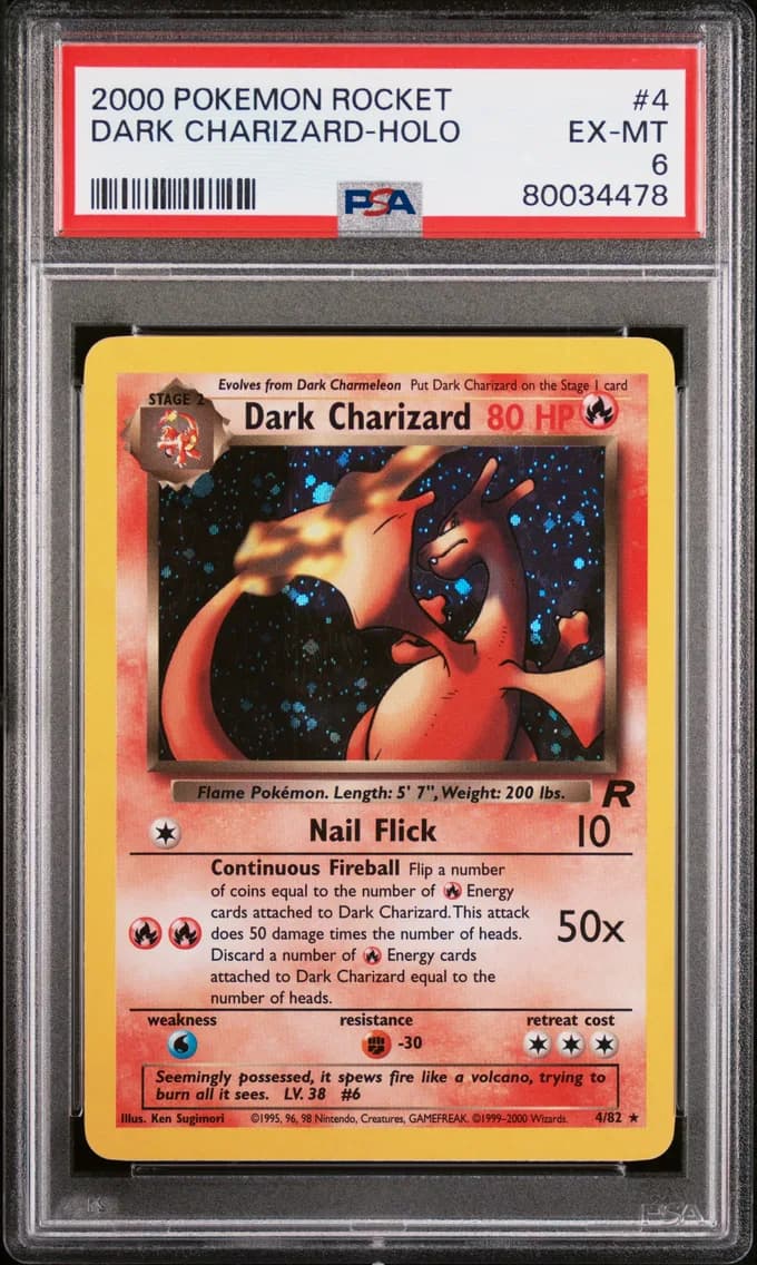 Dark Charizard-Holo, Rocket, PSA 6