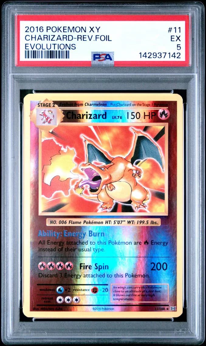 Charizard-Reverse Foil, XY Evolutions, PSA 5