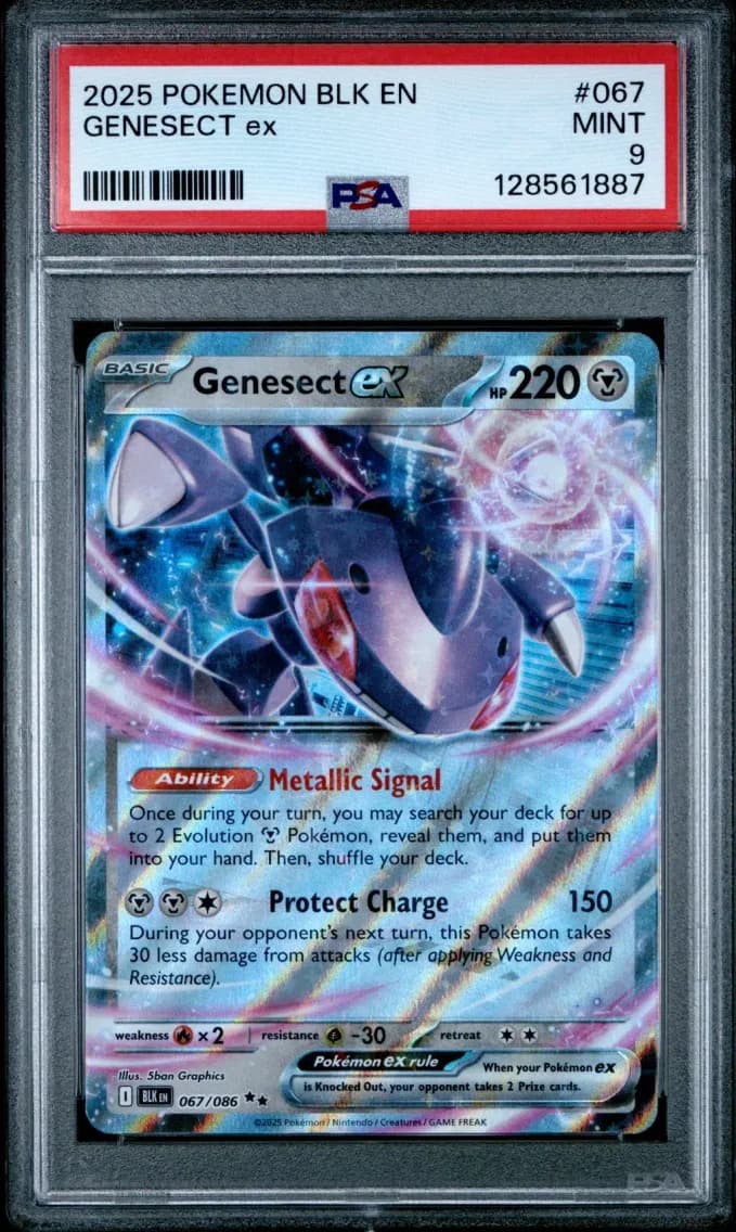 Genesect EX, Black Bolt, PSA 9