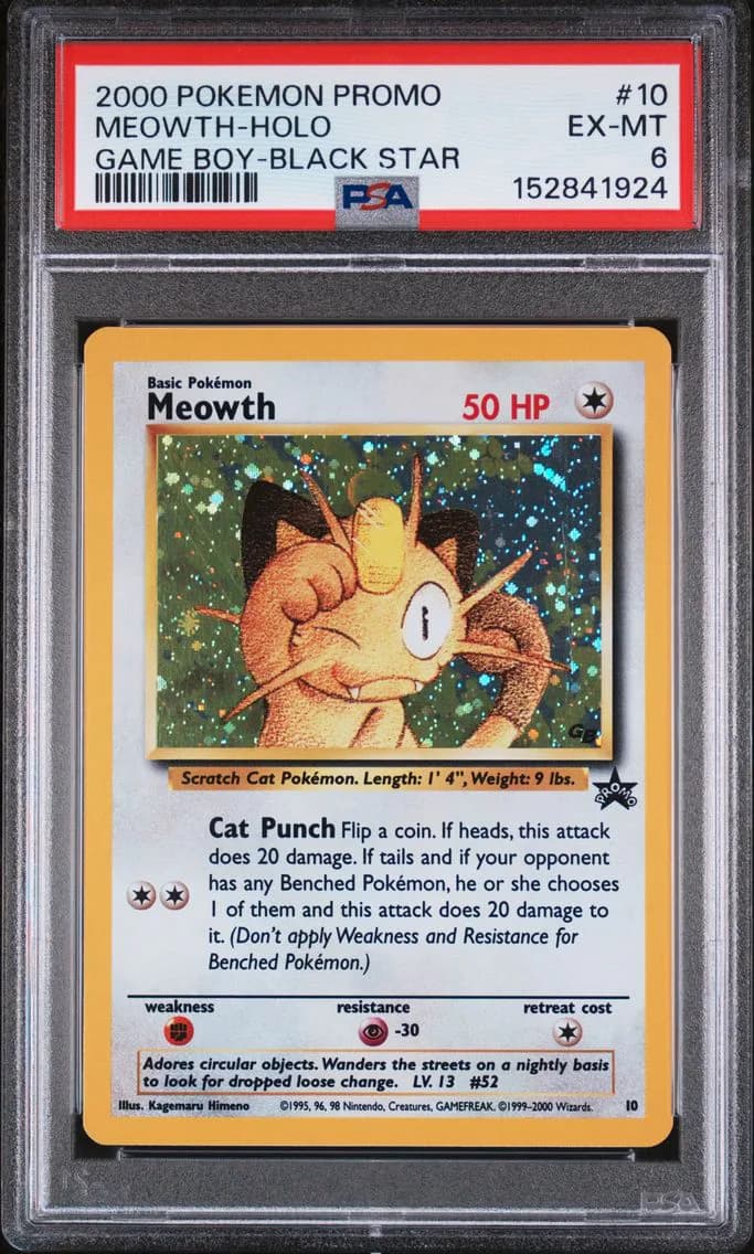 Meowth-Holo, Promo Black Star, PSA 6