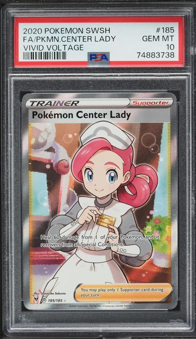 Pokemon Center Lady, Sword & Shield Vivid Voltage, PSA 10