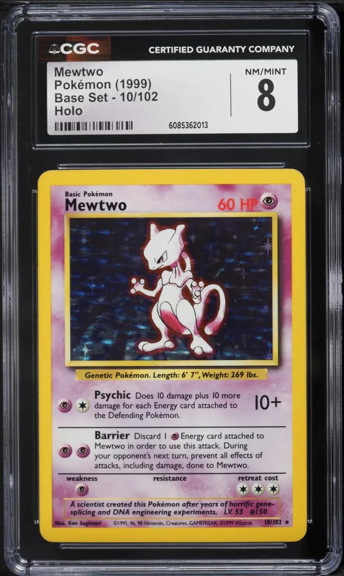 Mewtwo-Holo, Base Set - Unlimited, CGC 8