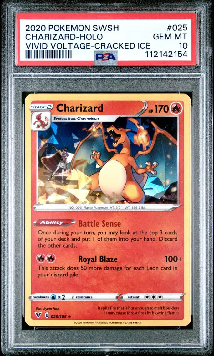 Charizard-Holo, Sword & Shield Vivid Voltage, PSA 10
