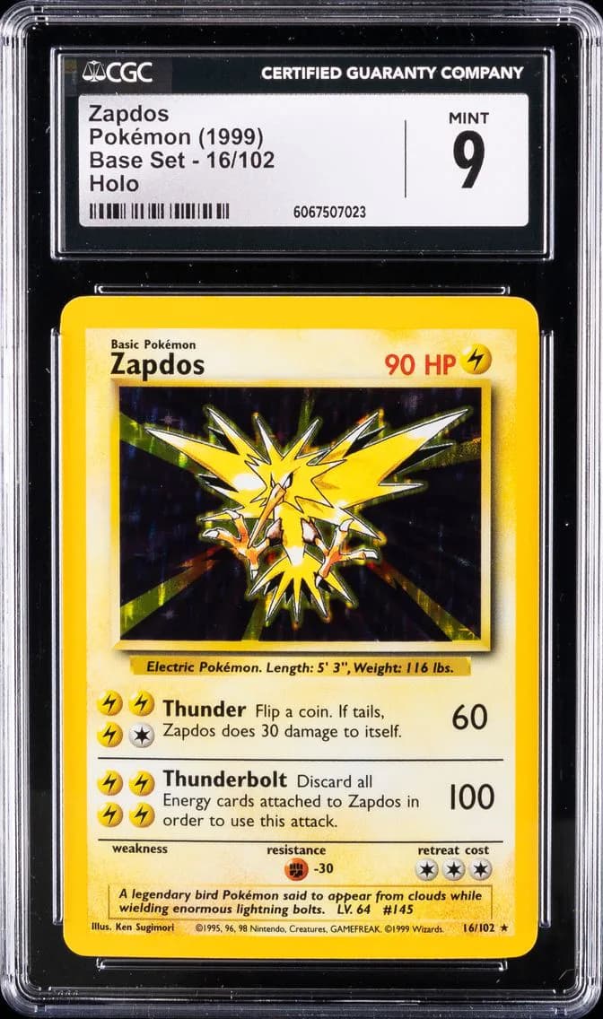 Zapdos-Holo, Base Set - Unlimited, CGC 9