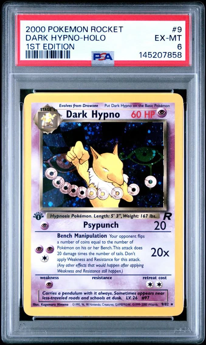 Dark Hypno-Holo 1st Edition, Rocket, PSA 6