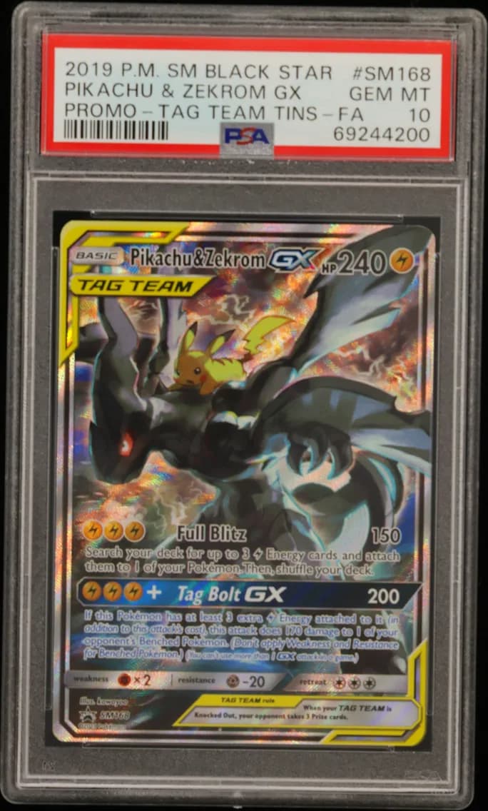 Pikachu & Zekrom GX, SM Black Star Promo, PSA 10
