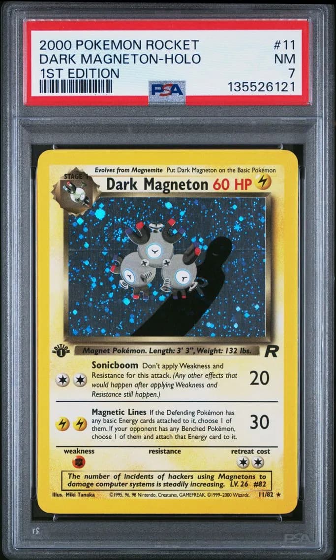 Dark Magneton-Holo 1st Edition, Rocket, PSA 7