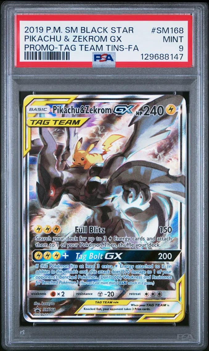Pikachu & Zekrom GX, SM Black Star Promo, PSA 9