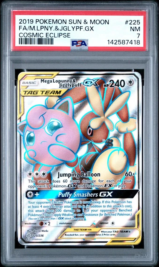 Mega Lopunny & Jigglypuff GX, Sun & Moon Cosmic Eclipse, PSA 7