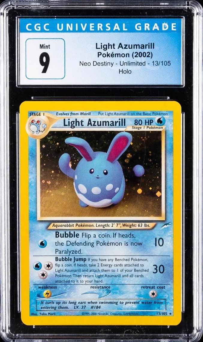 Light Azumarill-Holo, Neo Destiny - Unlimited, CGC 9