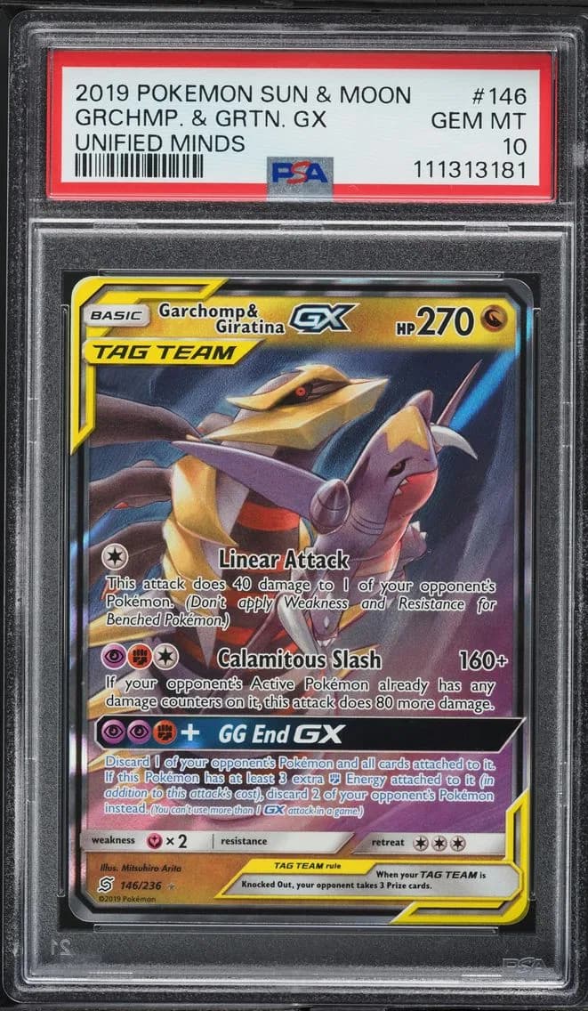 Garchomp & Giratina GX, Sun & Moon Unified Minds, PSA 10