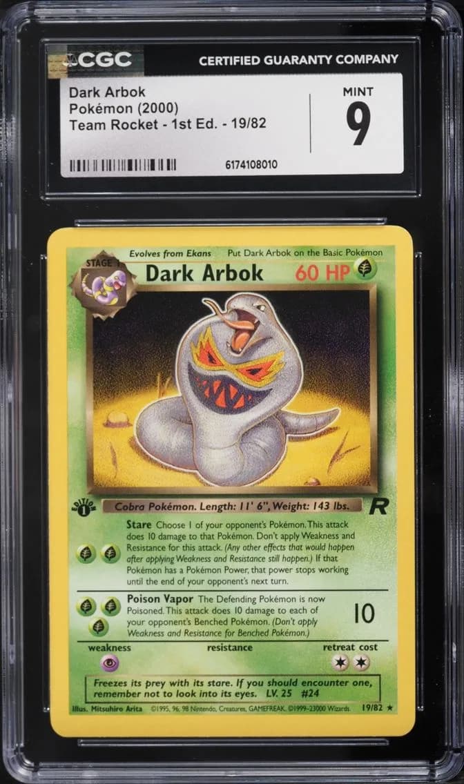 Dark Arbok, Team Rocket - 1st Edition, CGC 9