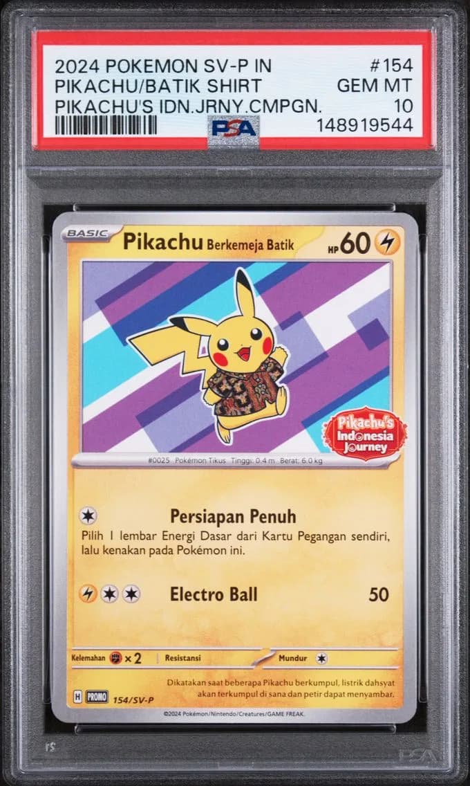 Pikachu in Batik Shirt, Indonesian SV-P Promo, PSA 10