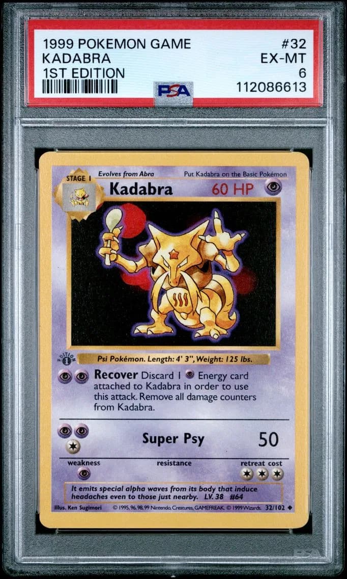 Kadabra 1st Edition, Game, PSA 6