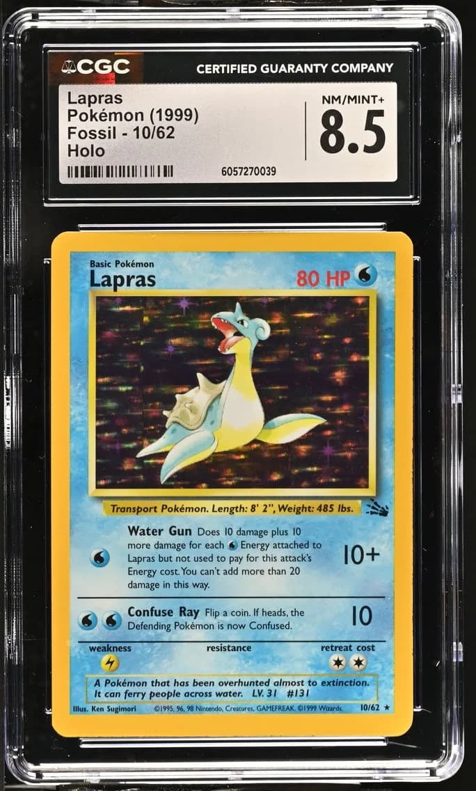 Lapras, Fossil - Unlimited, CGC 8.5