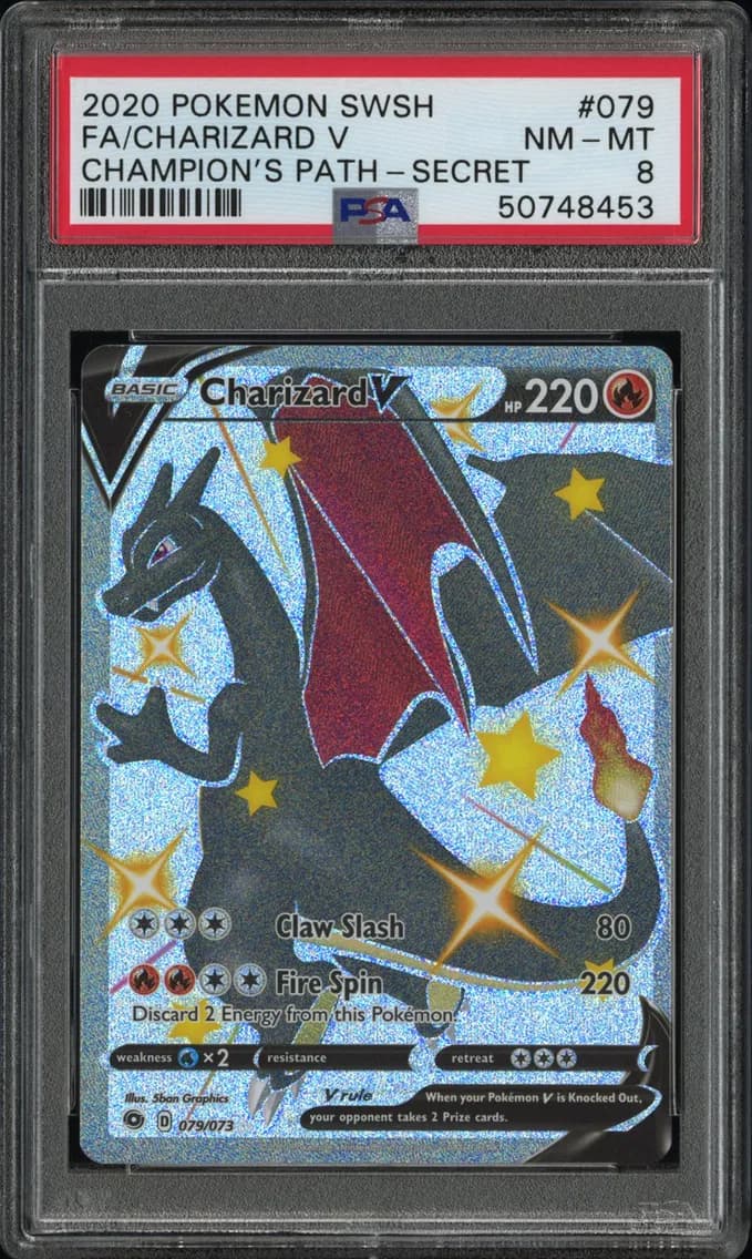 Charizard V, Sword & Shield Champion's Path, PSA 8
