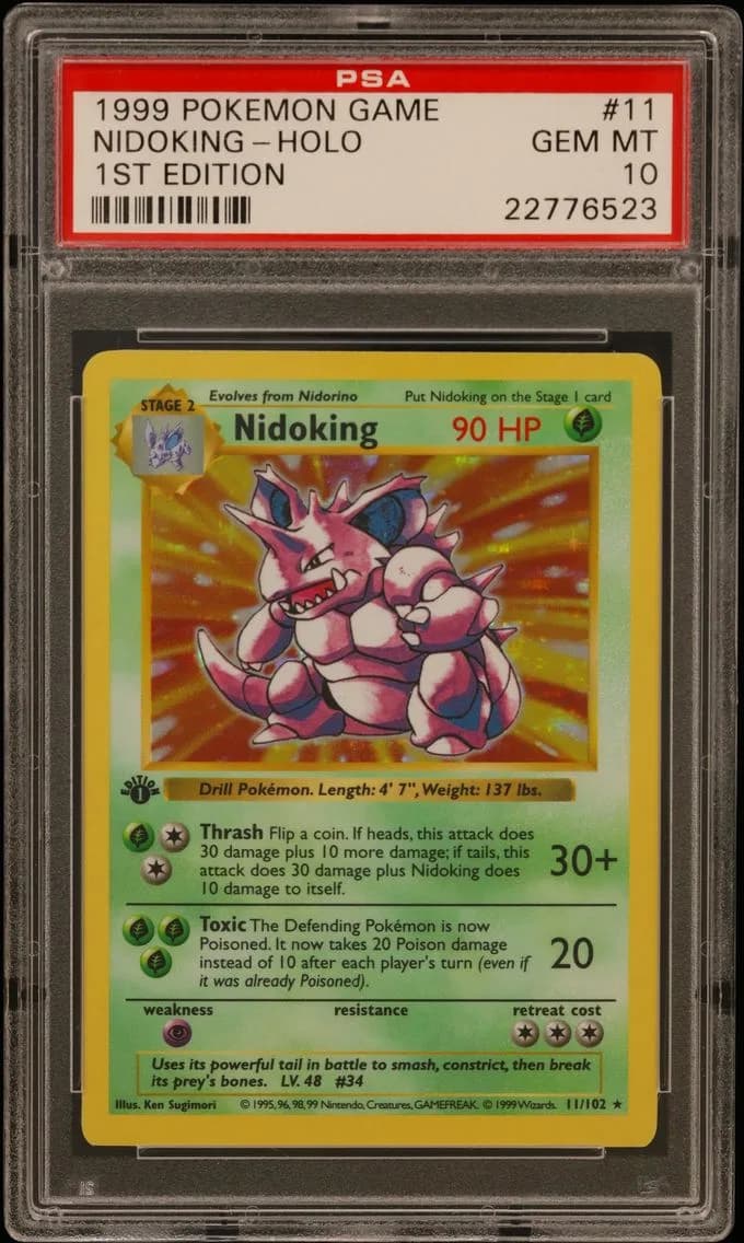 Nidoking-Holo 1st Edition, Game, PSA 10