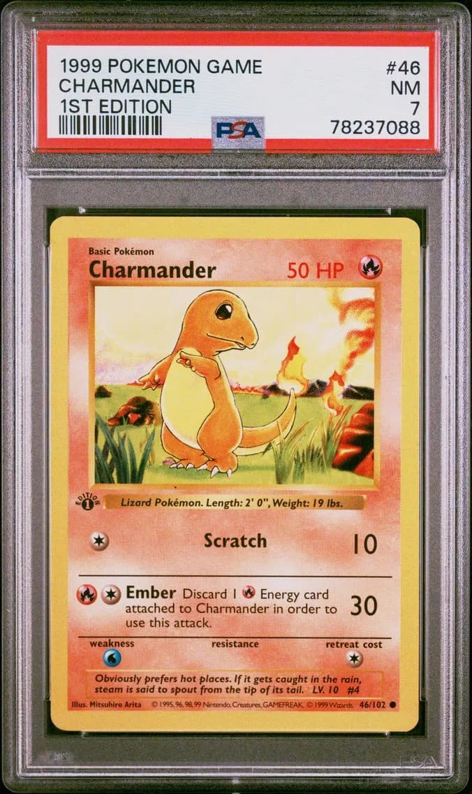 Charmander 1st Edition, Game, PSA 7