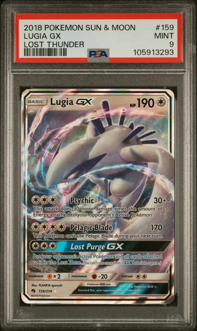 Lugia GX Base, Sun & Moon Lost Thunder, PSA 9