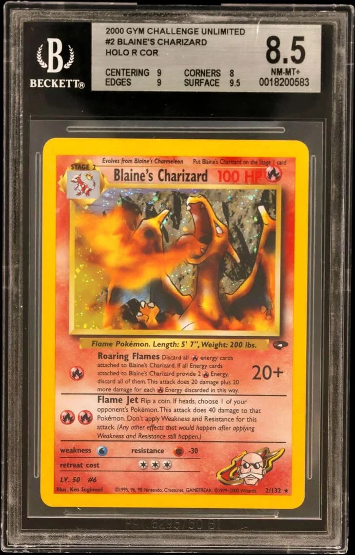 Blaine's Charizard HOLO R COR, Gym Challenge Unlimited, BGS 