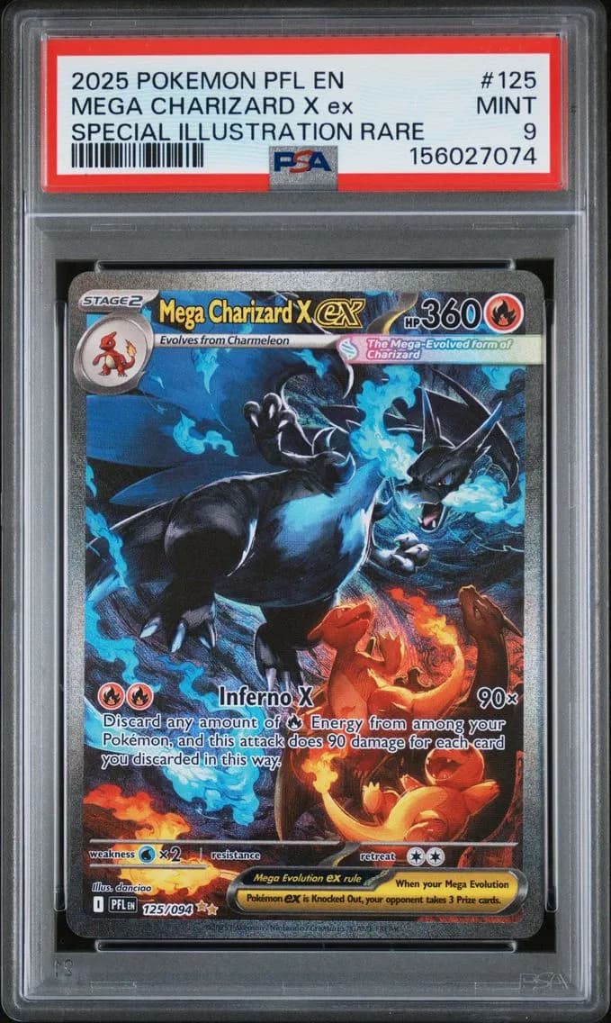 Mega Charizard X EX, Phantasmal Flames, PSA 9