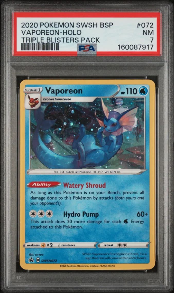 Vaporeon-Holo, Swsh Black Star Promo, PSA 7