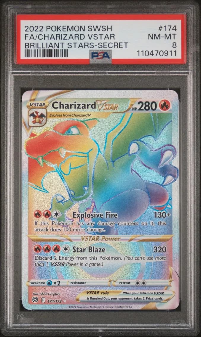 Charizard VSTAR, Sword & Shield Brilliant Stars, PSA 8