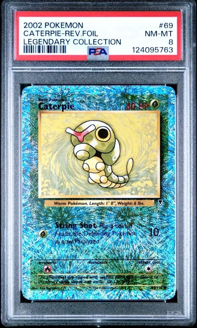 Caterpie-Reverse Foil, Legendary Collection, PSA 8