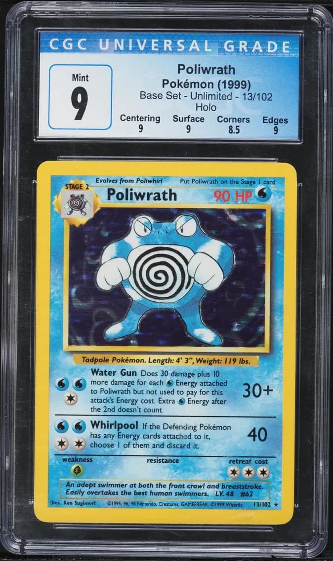 Poliwrath-Holo, Base Set - Unlimited, CGC 9