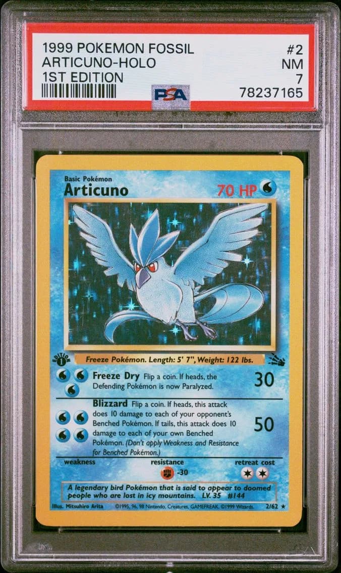 Articuno-Holo 1st Edition, Fossil, PSA 7