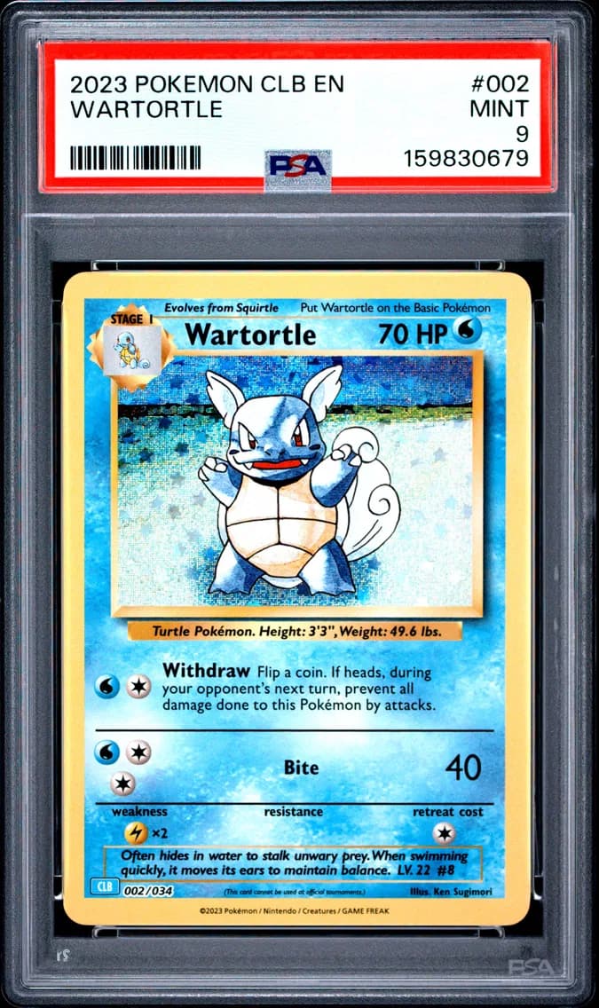 Wartortle, Clb-Trading Card Game Classic Blastoise & Suicune EX Deck, PSA 9
