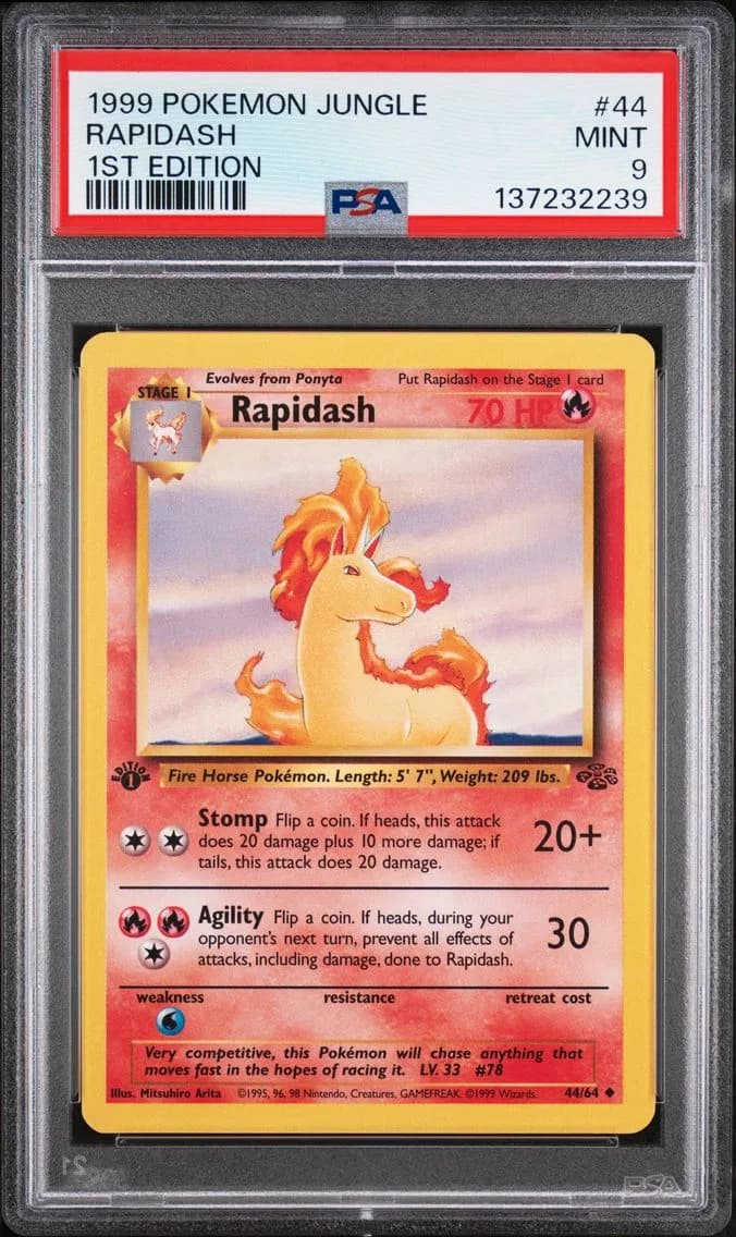 Rapidash 1st Edition, Jungle, PSA 9