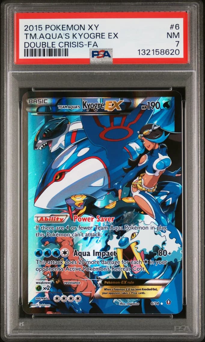 Team Aqua's Kyogre EX, XY Double Crisis, PSA 7