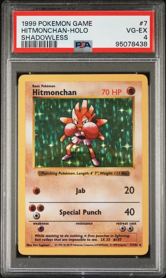 Hitmonchan-Holo Shadowless, Game, PSA 4