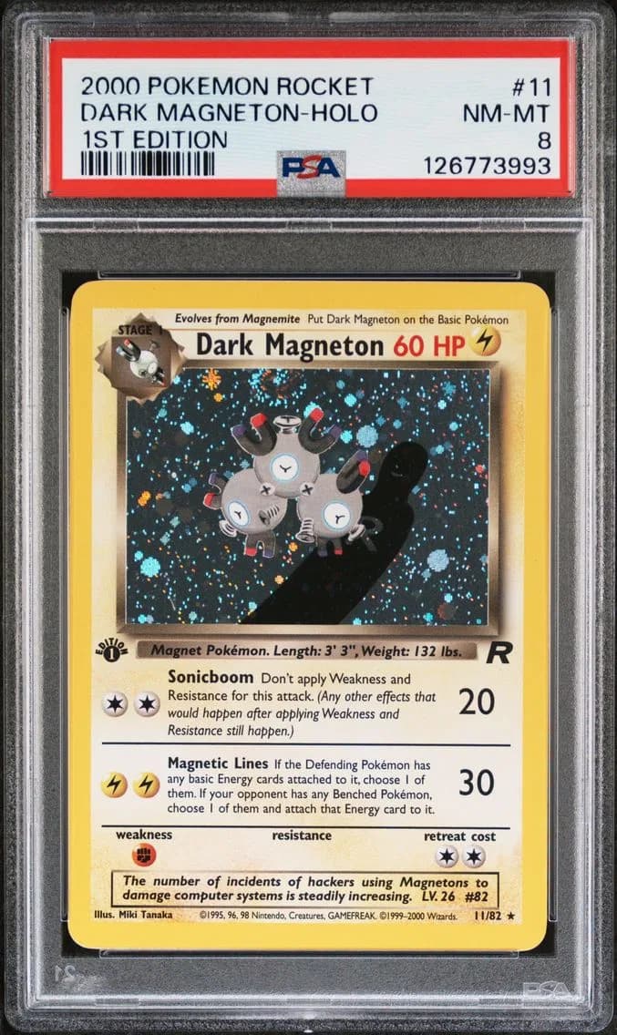 Dark Magneton-Holo 1st Edition, Rocket, PSA 8