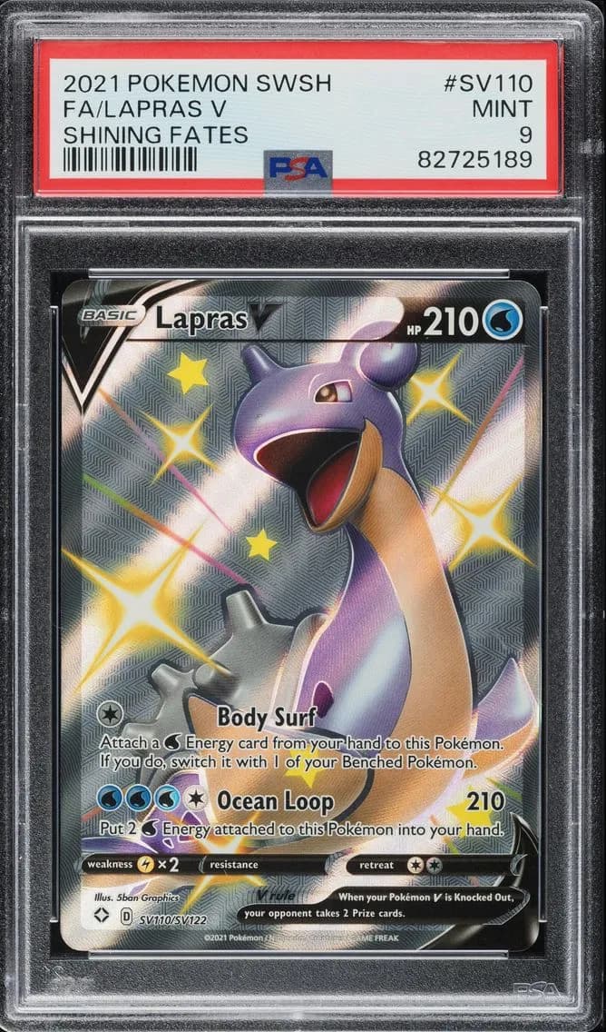 Lapras V, Sword & Shield Shining Fates, PSA 9